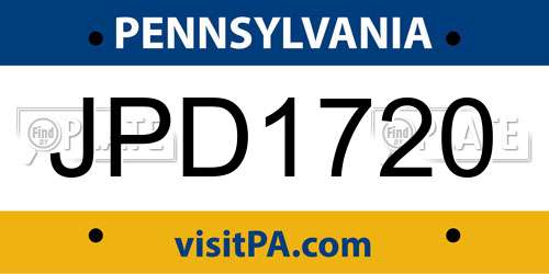 JPD1720 Pennsylvania License Plate