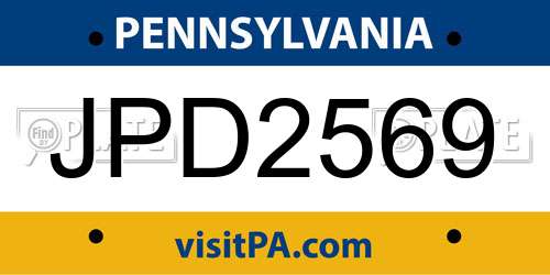 JPD2569 Pennsylvania License Plate