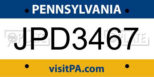 JPD3467 Pennsylvania License Plate