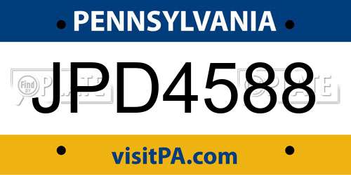 JPD4588 Pennsylvania License Plate