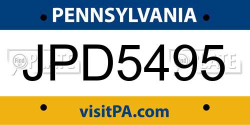 JPD5495 Pennsylvania License Plate
