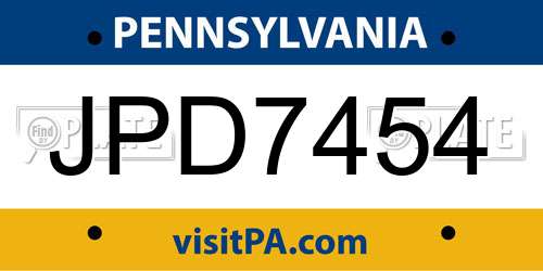 JPD7454 Pennsylvania License Plate