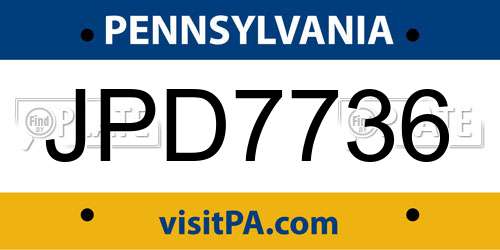 JPD7736 Pennsylvania License Plate