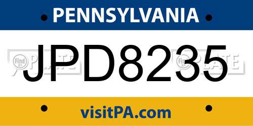 JPD8235 Pennsylvania License Plate