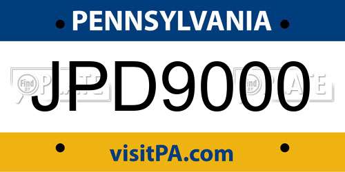 JPD9000 Pennsylvania License Plate