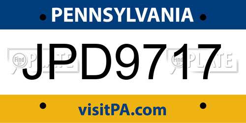 JPD9717 Pennsylvania License Plate