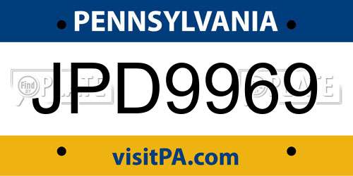 JPD9969 Pennsylvania License Plate