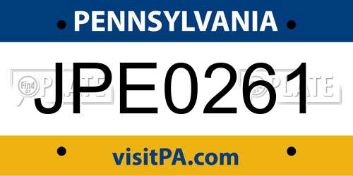 JPE0261 Pennsylvania License Plate