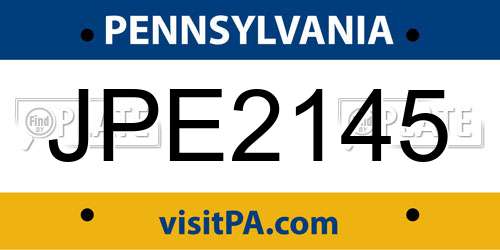 JPE2145 Pennsylvania License Plate