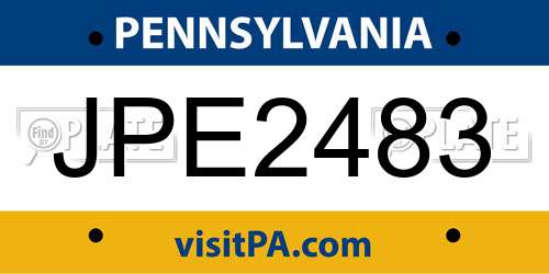 JPE2483 Pennsylvania License Plate