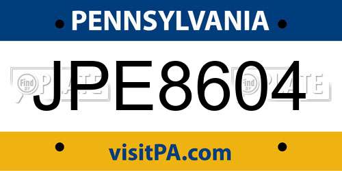 JPE8604 Pennsylvania License Plate