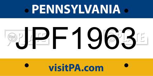 JPF1963 Pennsylvania License Plate