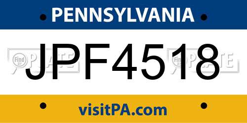 JPF4518 Pennsylvania License Plate