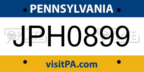JPH0899 Pennsylvania License Plate