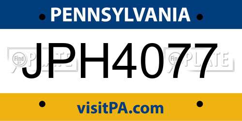 JPH4077 Pennsylvania License Plate