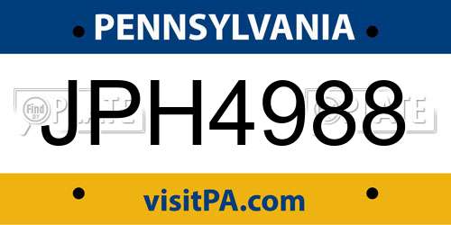 JPH4988 Pennsylvania License Plate