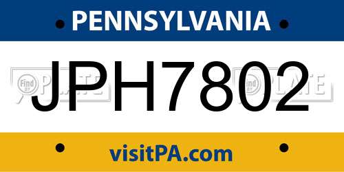 JPH7802 Pennsylvania License Plate