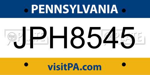 JPH8545 Pennsylvania License Plate