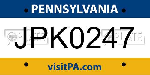 JPK0247 Pennsylvania License Plate
