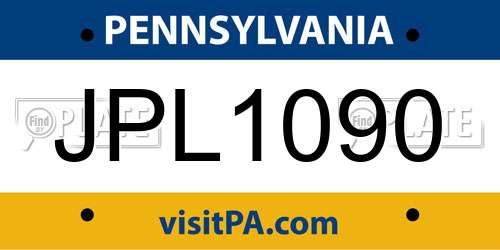 JPL1090 Pennsylvania License Plate
