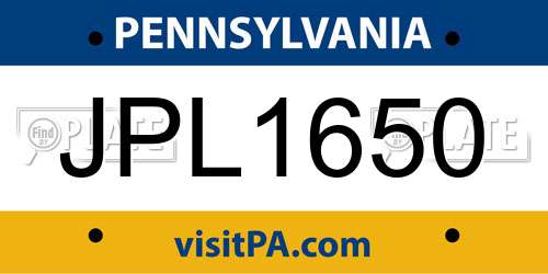 JPL1650 Pennsylvania License Plate