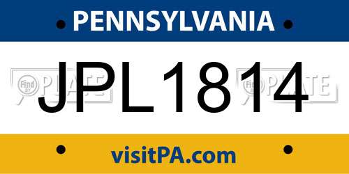 JPL1814 Pennsylvania License Plate