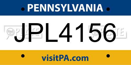 JPL4156 Pennsylvania License Plate
