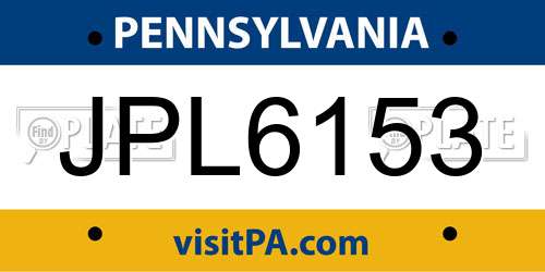 JPL6153 Pennsylvania License Plate