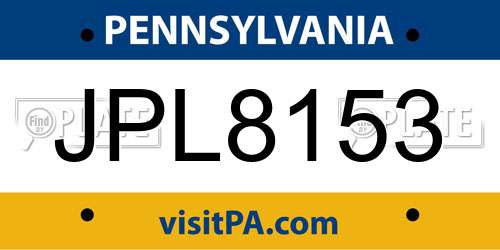 JPL8153 Pennsylvania License Plate
