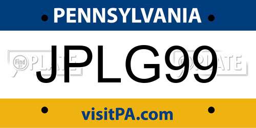 JPLG99 Pennsylvania License Plate