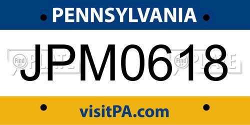 JPM0618 Pennsylvania License Plate