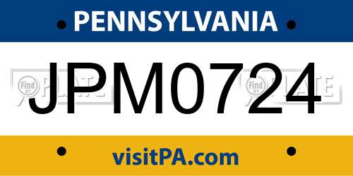JPM0724 Pennsylvania License Plate