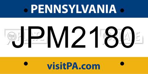 JPM2180 Pennsylvania License Plate