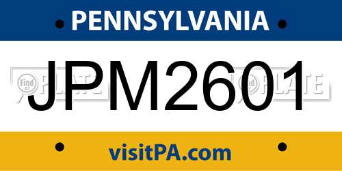 JPM2601 Pennsylvania License Plate