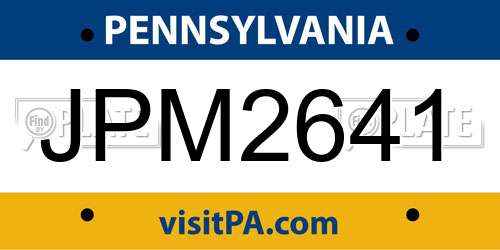 JPM2641 Pennsylvania License Plate