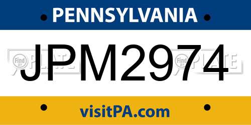 JPM2974 Pennsylvania License Plate