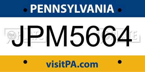 JPM5664 Pennsylvania License Plate