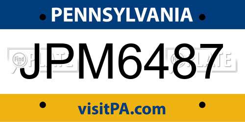 JPM6487 Pennsylvania License Plate
