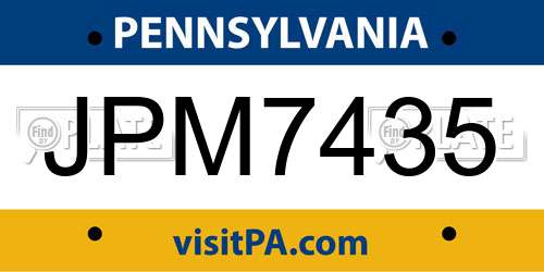 JPM7435 Pennsylvania License Plate
