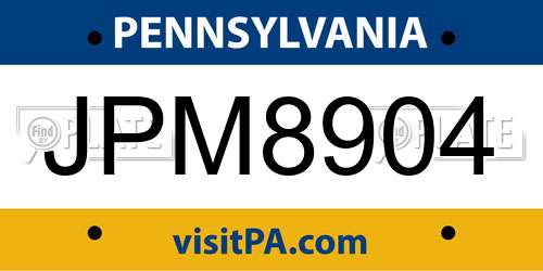 JPM8904 Pennsylvania License Plate