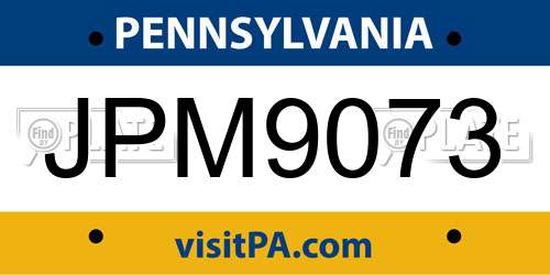 JPM9073 Pennsylvania License Plate