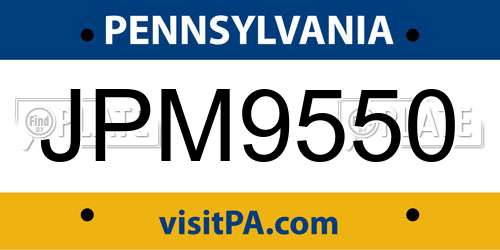 JPM9550 Pennsylvania License Plate