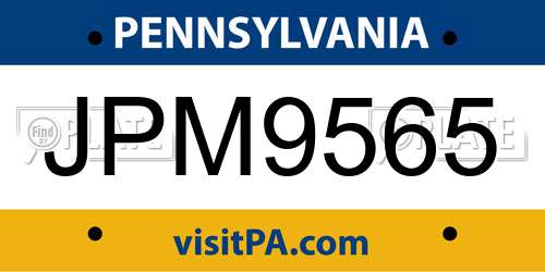 JPM9565 Pennsylvania License Plate