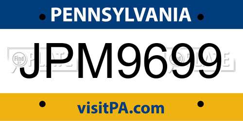 JPM9699 Pennsylvania License Plate