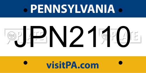 JPN2110 Pennsylvania License Plate