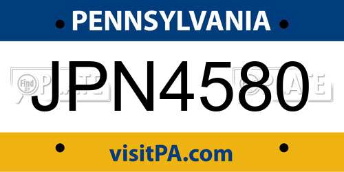 JPN4580 Pennsylvania License Plate