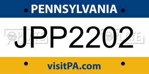 JPP2202 Pennsylvania License Plate