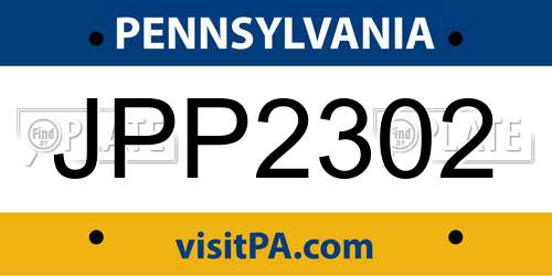 JPP2302 Pennsylvania License Plate