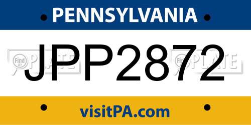 JPP2872 Pennsylvania License Plate