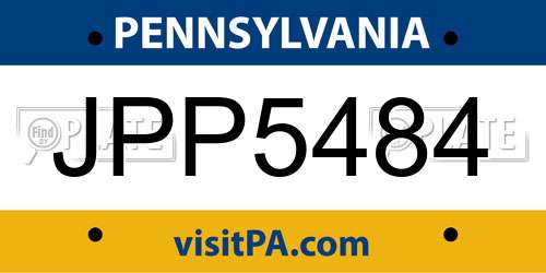 JPP5484 Pennsylvania License Plate